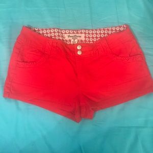 Bright red shorts